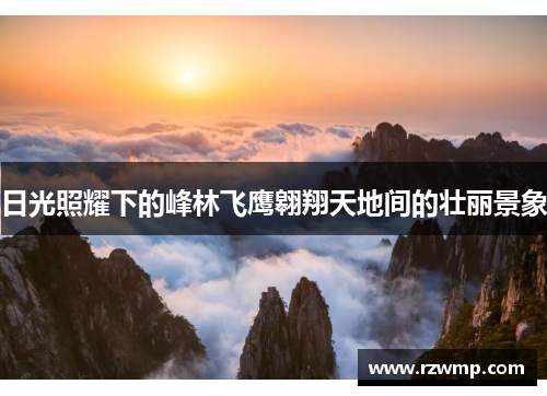日光照耀下的峰林飞鹰翱翔天地间的壮丽景象